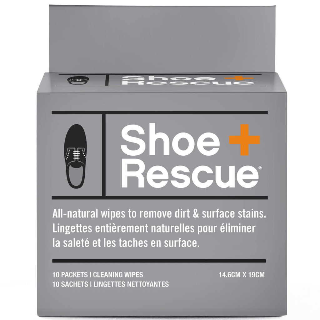 ShoeRescue All-Natural Shoe Cleaning Wipes - Box of 10 Individually Wrapped Wipes