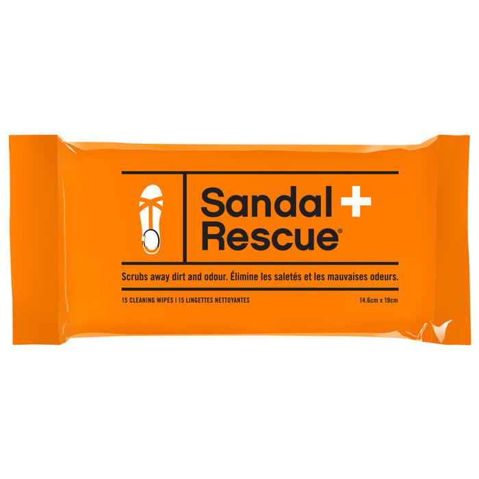 SandalRescue All-Natural Sandal Cleaning Wipes - Resealable Pack of 15