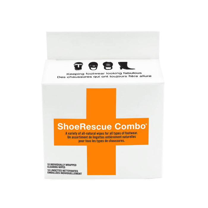 ShoeRescue Combo - Mixture of 10 Individually Wrapped All-Natural Shoe Cleaning Wipes